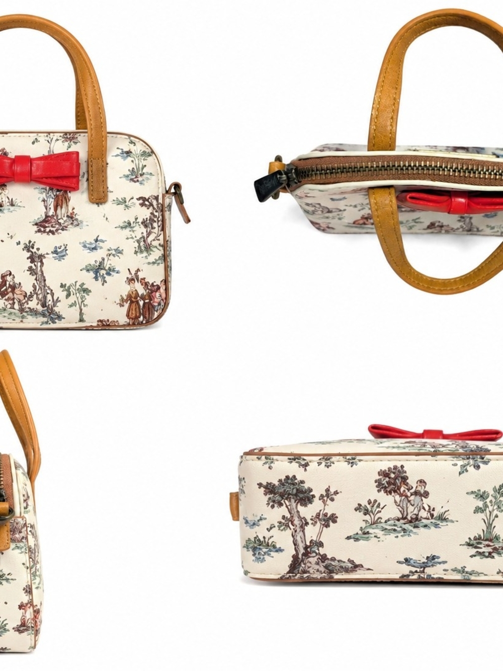 Loungefly Lady And The Tramp Women's Cream Toile Print Bow Mini Satchel Handbag